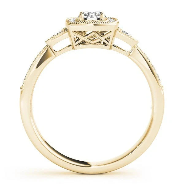 Lab Grown Round Diamond Halo Engagement Ring in 18K Yellow Gold