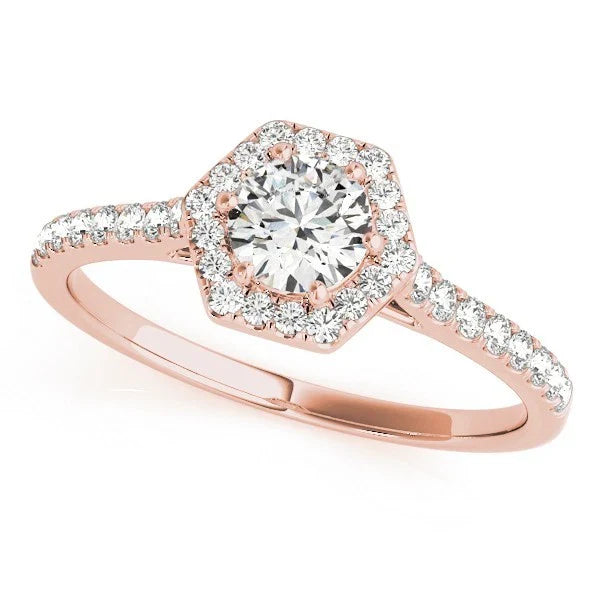 Lab Grown Round Diamond Halo Engagement Ring For Women