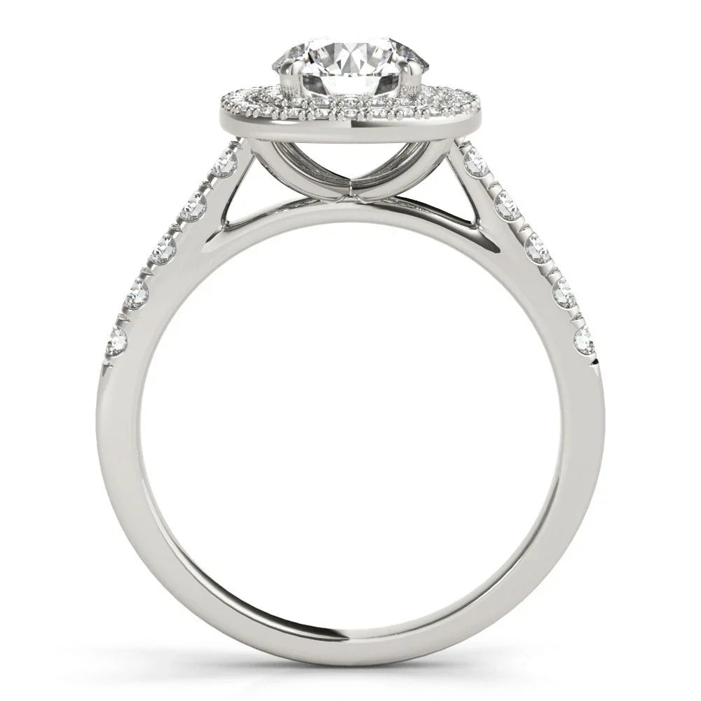 Lab Grown Round Cut  Diamond Halo Engagement Ring In 18K Rose Gold.