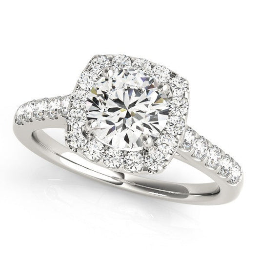 2.00Ct  Lab Grown Round Diamond Halo Engagement Ring 18K White Gold