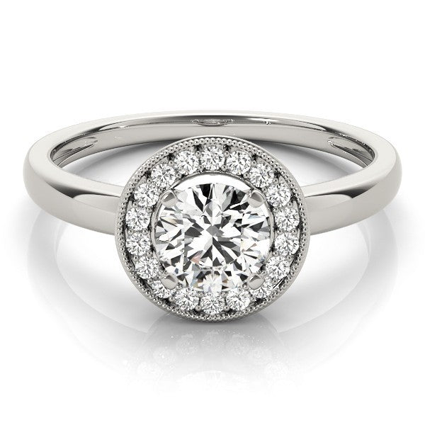 2.00 Carat DE/VS Lab Grown Round Diamond Halo Engagement Ring 18K White Gold