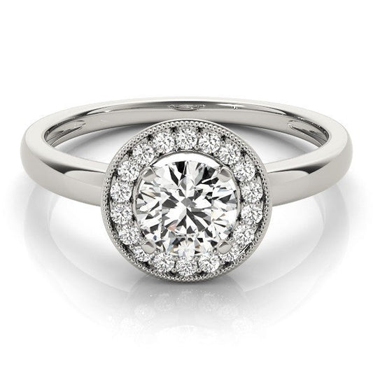 2.00 Carat DE/VS Lab Grown Round Diamond Halo Engagement Ring 18K White Gold