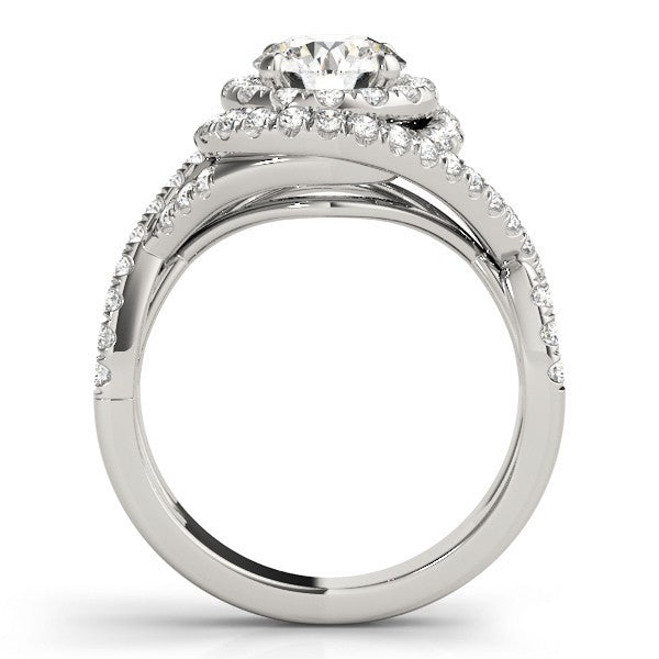 3.00 Carat DE/VS Lab Grown Round Cut Diamond Halo Engagement Ring 18K White Gold