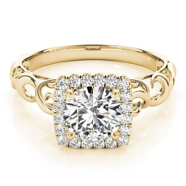 Lab-Grown Diamond Halo Engagement Ring in 18K Yellow Gold
