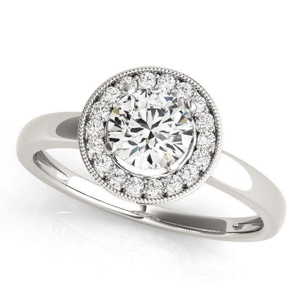 2.00 Carat DE/VS Lab Grown Round Diamond Halo Engagement Ring 18K White Gold