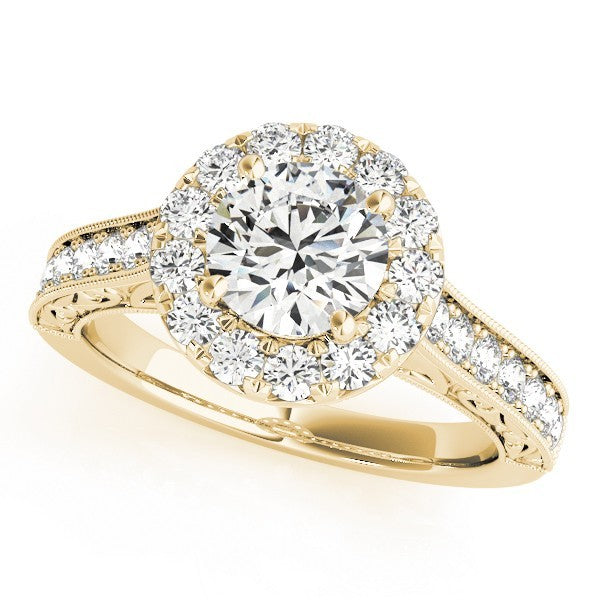Lab Grown Round Diamond Halo Engagement Ring 18K White Gold