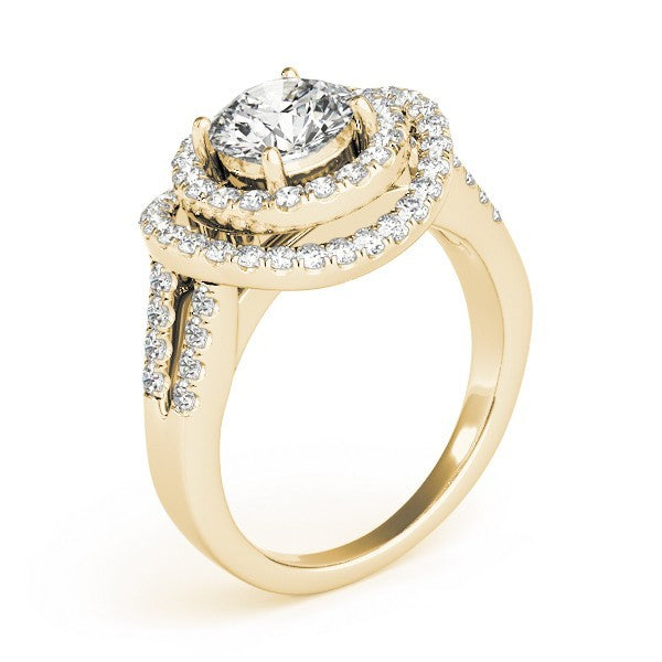 2.00Ct Lab Grown Round Diamond Halo Engagement Ring 18K Yellow Gold