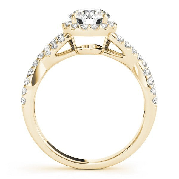2.00Ct Lab Grown Round Diamond Halo Engagement Ring 18K Yellow Gold