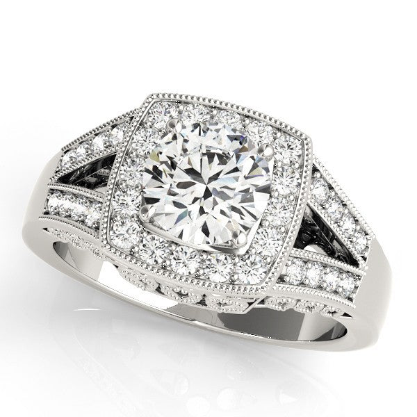 2Ct DE/VS Lab Grown Round Diamond Halo Engagement Ring 18K Yellow Gold