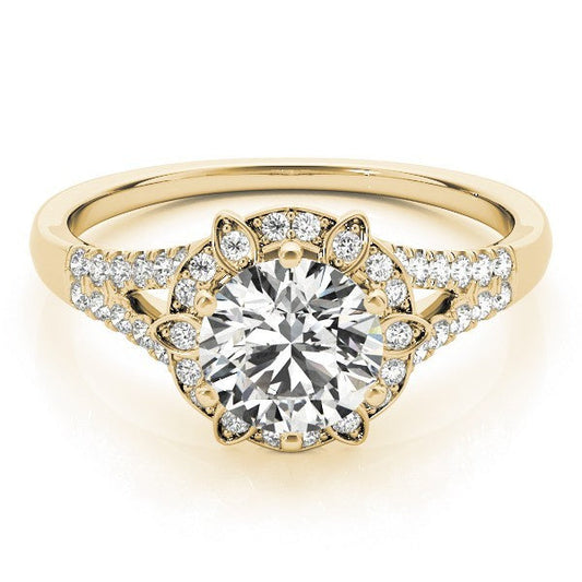 2.00Ct DE/VS Lab Grown Round Diamond Halo Engagement Ring 18K Yellow Gold