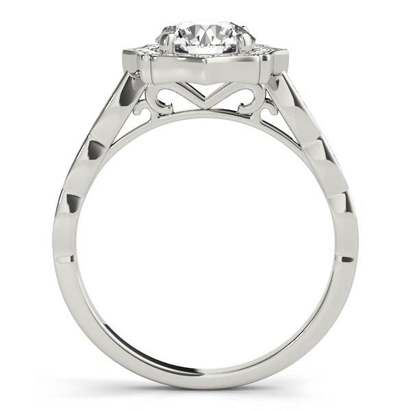 Lab Grown Round Diamond Halo Engagement Ring 18K White Gold