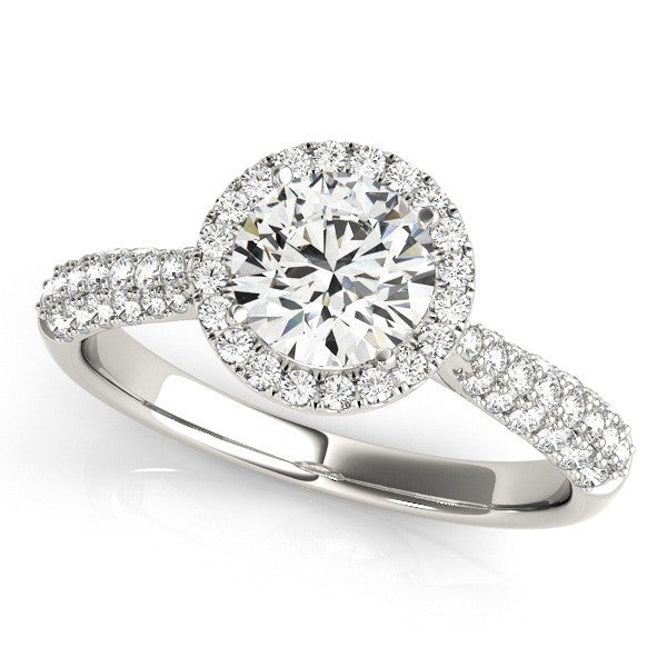 2.00Ct Lab Grown Round Diamond Halo Engagement Ring 18K Yellow Gold