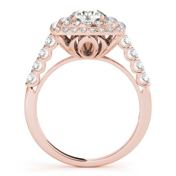 3.00 Carat DE/VS Lab Grown Round Cut Diamond Halo Engagement Ring 18K White Gold