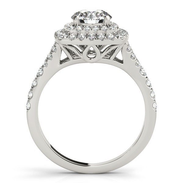 Lab Grown Round Diamond Halo Engagement Ring 18K Yellow Gold