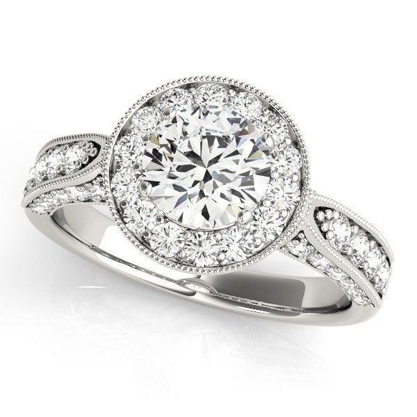 2.00Ct DE/VS Lab Grown Round Diamond Halo Engagement Ring 18K White Gold