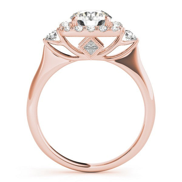 Lab Grown Round Diamond Halo Engagement Ring 18K Yellow Gold