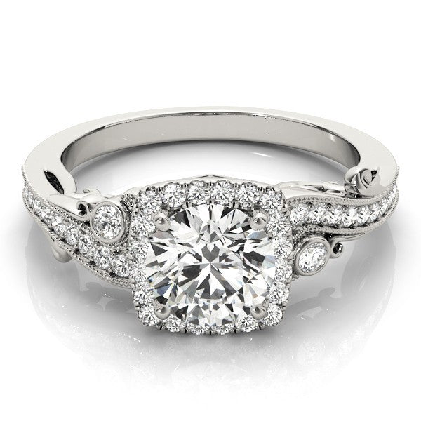 Lab Grown Round Diamond Halo Engagement Ring in 18K Rose Gold
