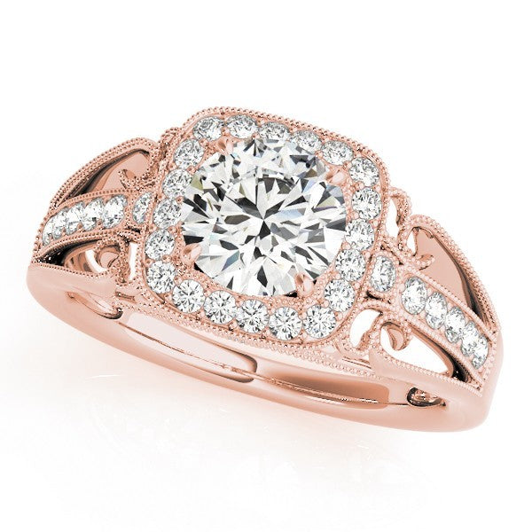 2.00 Ct DE/VS Lab Grown Round Diamond Halo Engagement Ring 18K Rose Gold