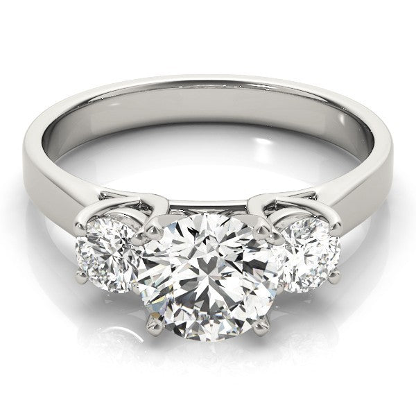 Lab Grown Round Diamond Three Stone Engagement Ring Platinum