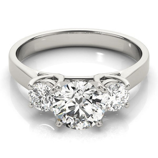 Lab Grown Round Diamond Three Stone Engagement Ring Platinum
