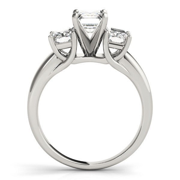 2.00Ct Lab Grown Emerald Cut Diamond 3 Stone Engagement Ring 18K White Gold