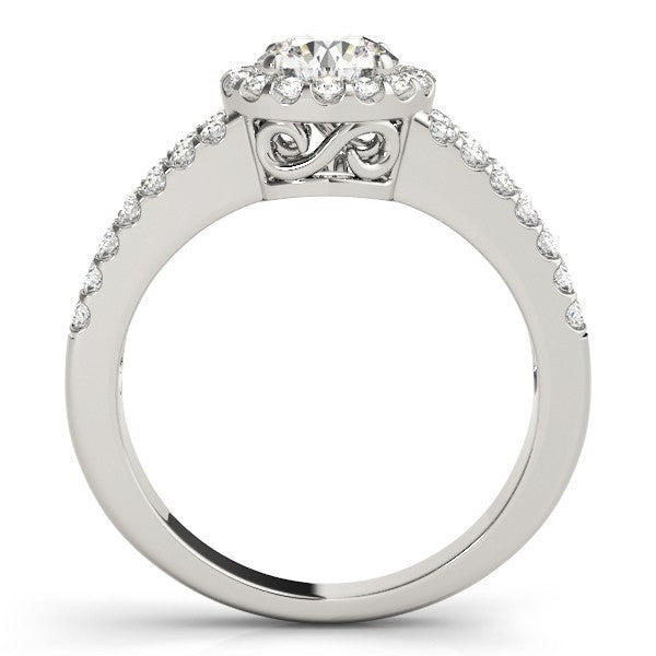 2Ct DE/VS Lab Grown Round Diamond Halo Engagement Ring 18K White Gold