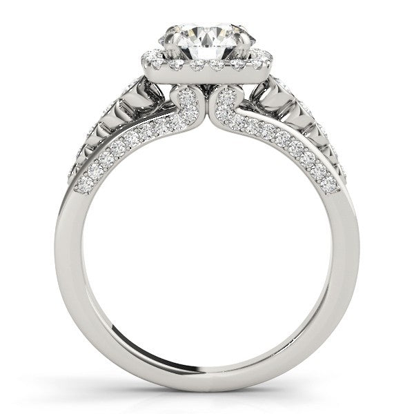2.00 Ct DE/VS Lab Grown Round Diamond Halo Engagement Ring 18K White Gold