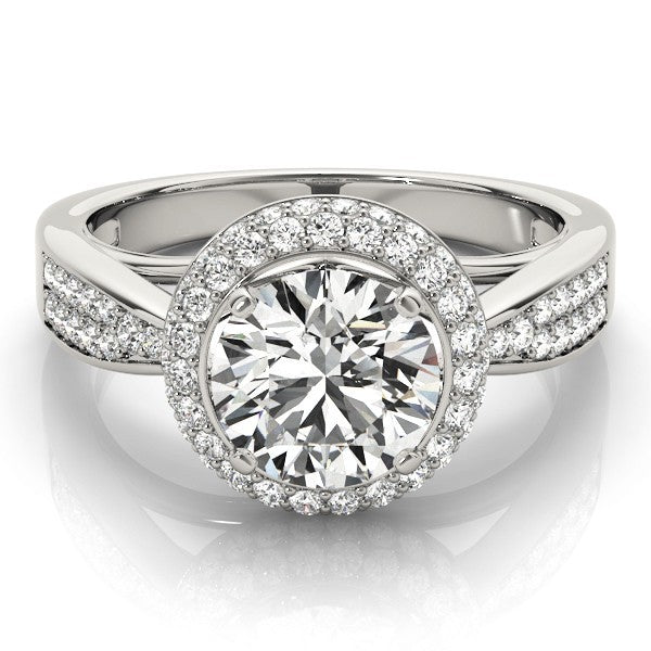 2.00 Ct Lab Grown Round Diamond Halo Engagement Ring 18K White Gold