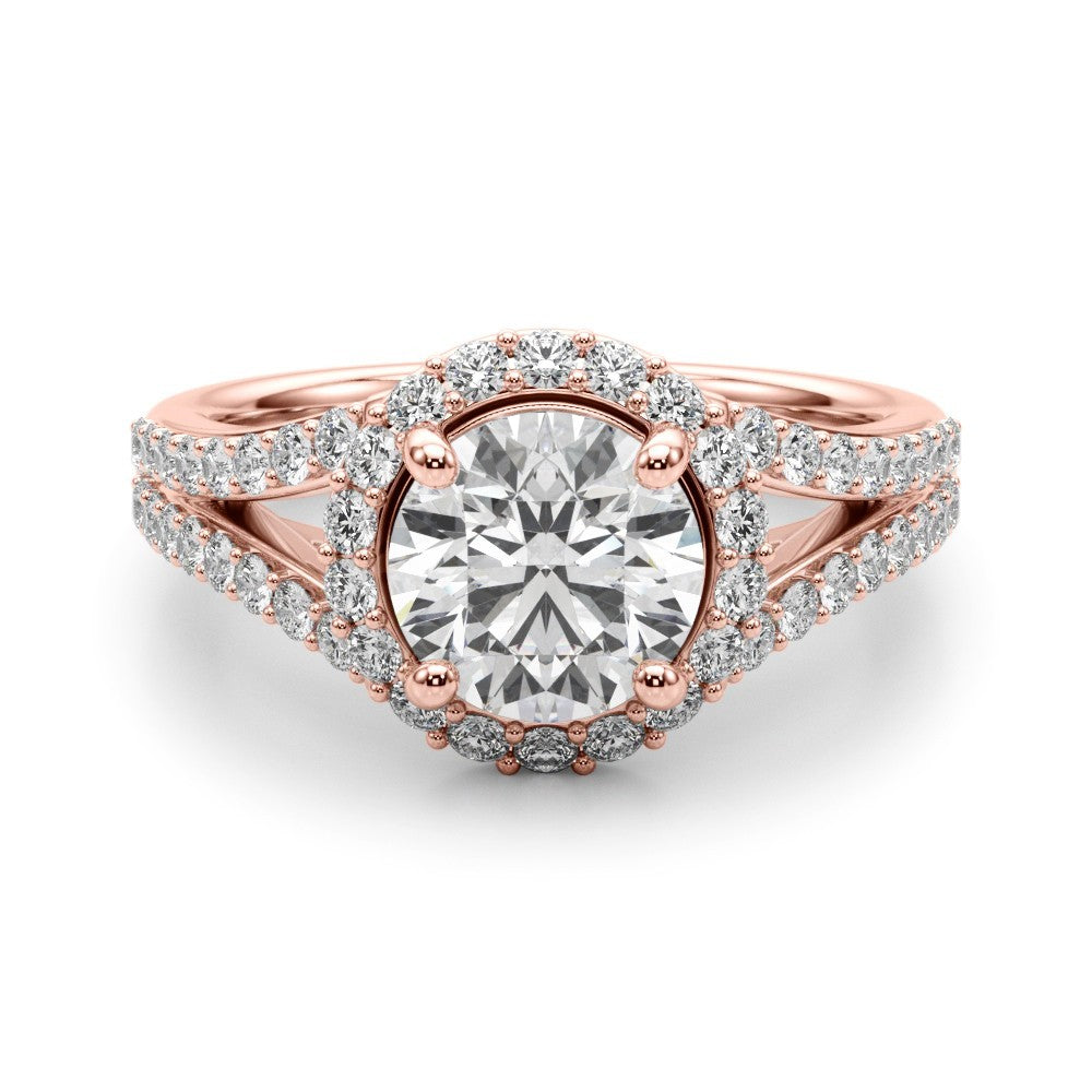 Lab-Grown Diamond Halo Engagement Ring with Split Shank 18K White Gold