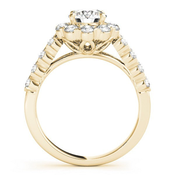 Lab Grown Round Diamond Halo Engagement Ring 18K Yellow Gold
