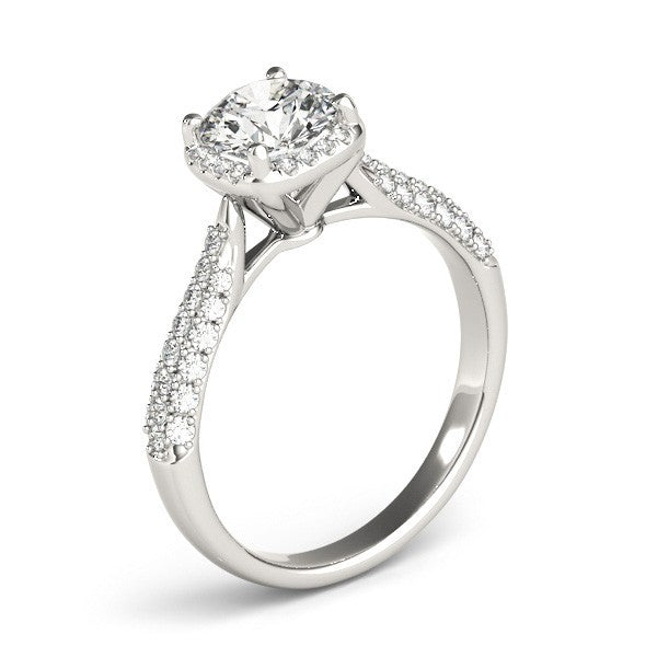Lab Grown Round Diamond Halo Engagement Ring 18K Yellow Gold