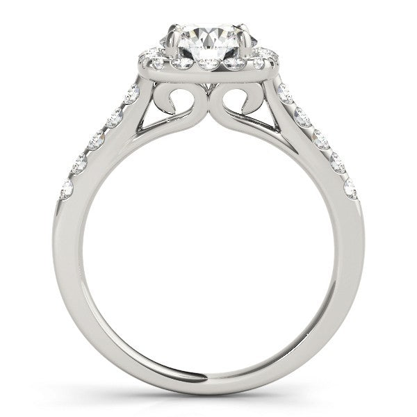 2.00Ct  Lab Grown Round Diamond Halo Engagement Ring 18K White Gold