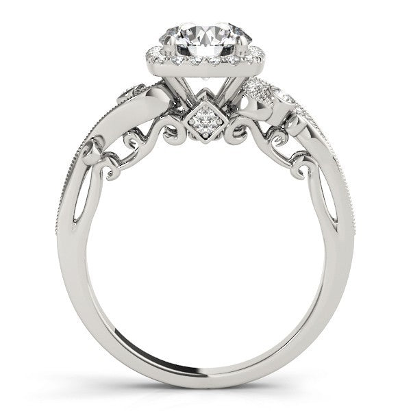 Lab Grown Round Diamond Halo Engagement Ring in 18K Rose Gold