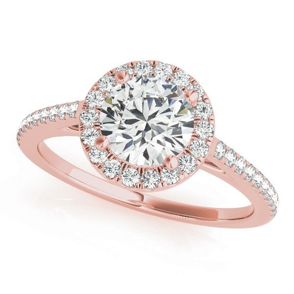 Lab Grown Round Diamond Halo Engagement Ring 18K White Gold