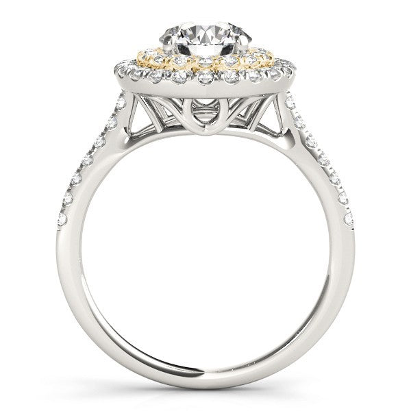 Lab Grown Round Diamond Halo Engagement Ring 18K Yellow Gold