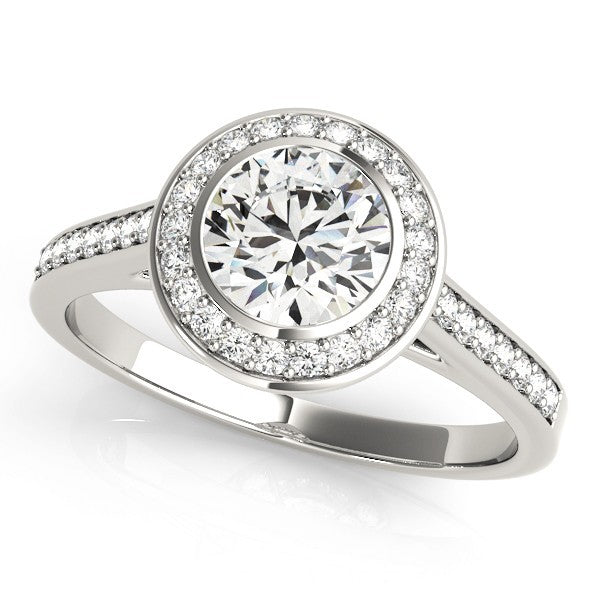2.00 Carat DE/VS Lab Grown Round Cut Diamond Halo Engagement Ring 18K White Gold
