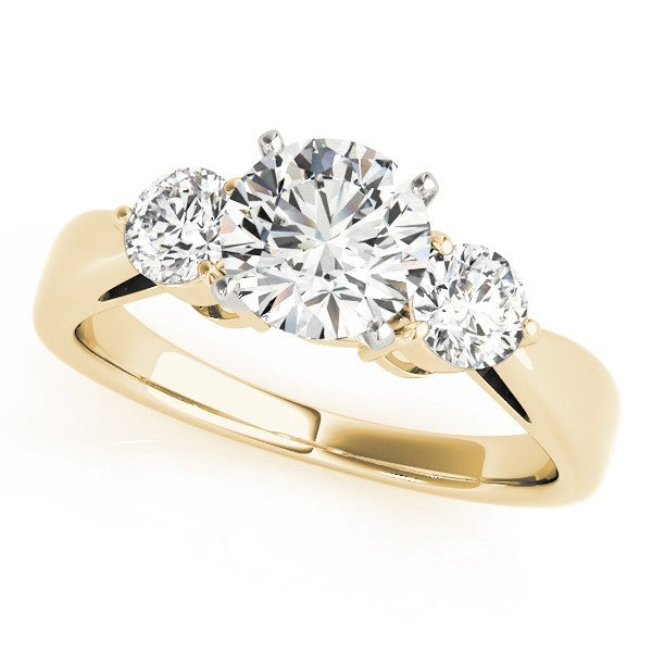 Platinum Round Diamond V Prong Trilogy Engagement Ring  - DE/VS 2Ct Lab Grown