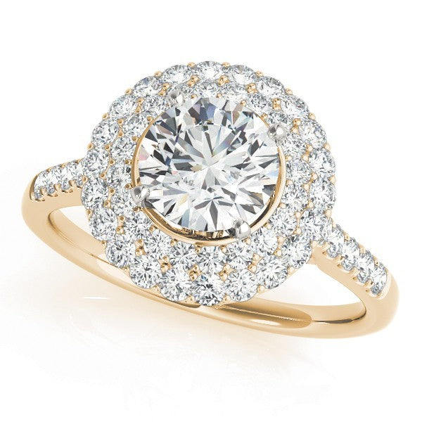 Lab Grown Round Diamond Halo Engagement Ring 18K Rose Gold
