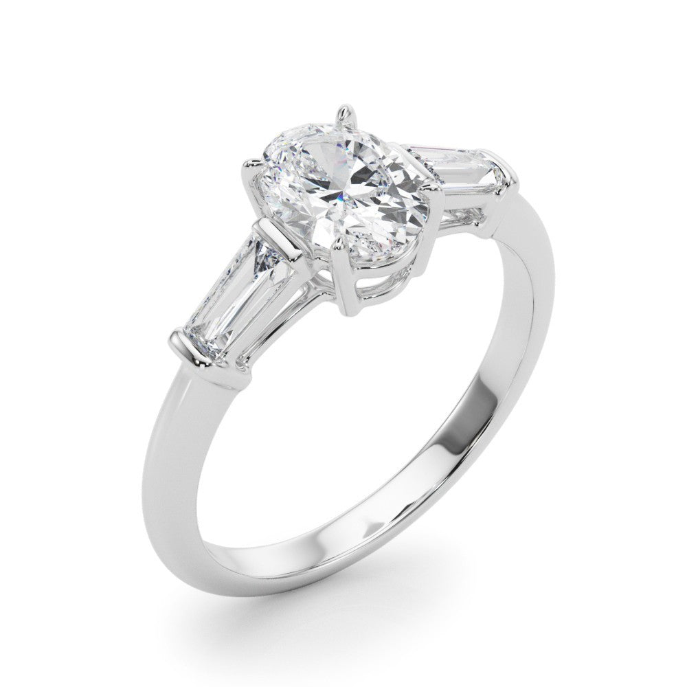 18K Yellow Gold 2CT DE/VS Lab-Grown Oval Diamond 3 Stone Engagement Ring