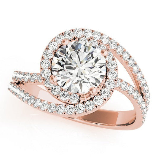 2.00 Ct DE/VS Lab-Grown Diamond Halo Engagement Ring in 18K Rose Gold