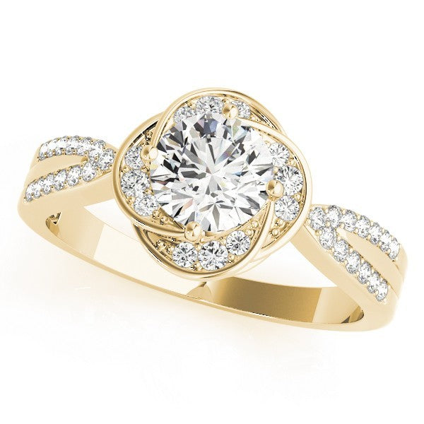 Lab Grown Round Diamond Halo Engagement Ring 18K White Gold