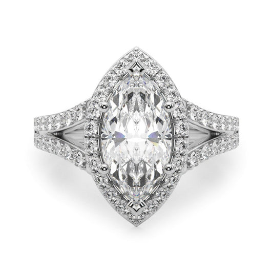 2.00Ct DE/VS Lab Grown Marquise Diamond Halo Engagement Ring Platinum