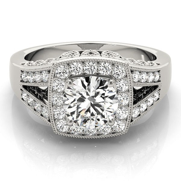 2Ct DE/VS Lab Grown Round Diamond Halo Engagement Ring 18K Yellow Gold