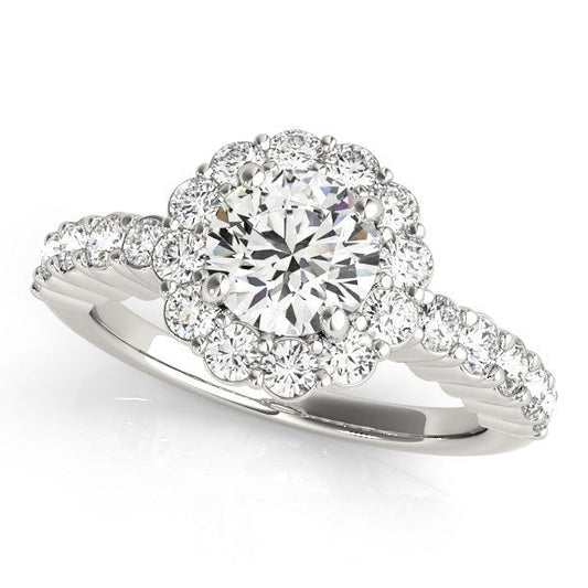 2.00Ct DE/VS Lab Grown Round Diamond Halo Engagement Ring 18K White Gold