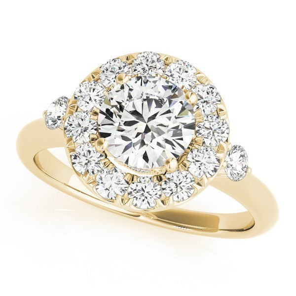 Lab Grown Round Diamond Halo Engagement Ring 18K Rose Gold