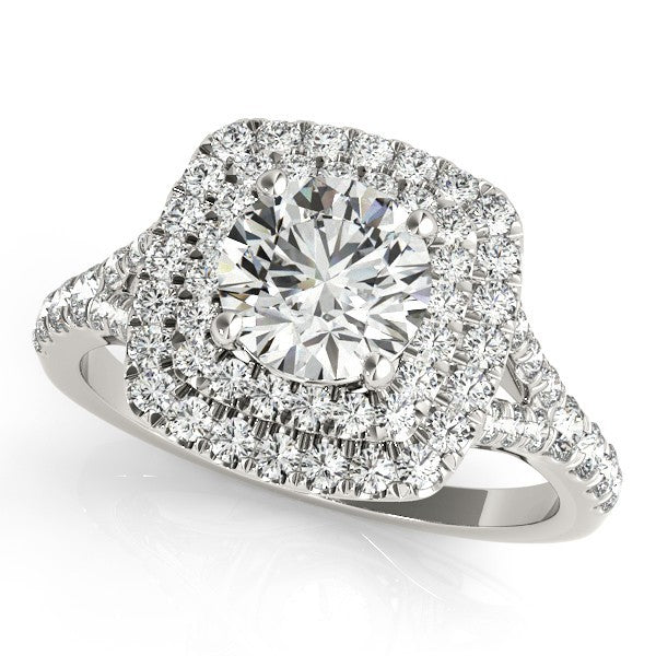 Lab Grown Round Diamond Halo Engagement Ring 18K Yellow Gold