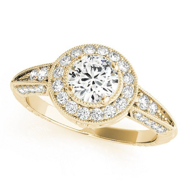 Lab Grown Round Diamond Halo Engagement Ring 18K White Gold