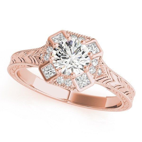 Lab Grown Round Diamond Halo Engagement Ring 18K White Gold
