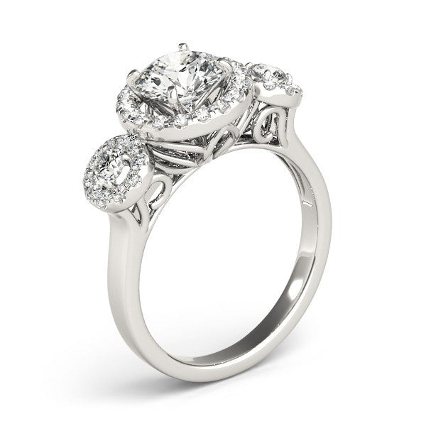 2.00 Carat DE/VS Lab Grown Round Cut Diamond Halo Engagement Ring 18K White Gold