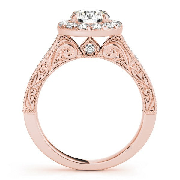 Lab Grown Round Diamond Halo Engagement Ring 18K White Gold